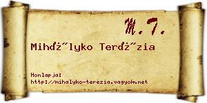 Mihályko Terézia névjegykártya